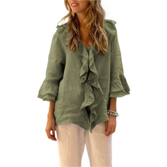 Aliyah β Elegant Ruffle Top with 3/4 Sleeves for Women