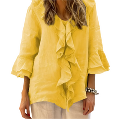 Aliyah β Elegant Ruffle Top with 3/4 Sleeves for Women