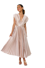 Flurina – Plunge Women's Dress with Pleats