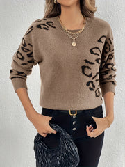 Arianna – Women’s Leopard Print Crewneck Sweater