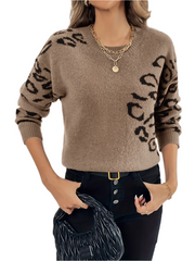 Arianna – Women’s Leopard Print Crewneck Sweater