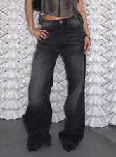 Charlotte β Womenβs Rhinestone Black Denim Jeans