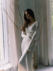 Bianca β Classic Ivory Long-Sleeve Dress for Women