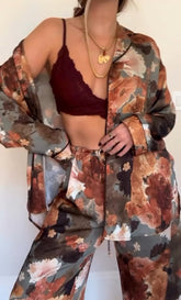 Ellie β Luxurious Peony Satin Pajama Set for Women