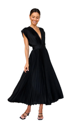 Flurina – Plunge Women's Dress with Pleats