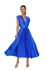 Flurina – Plunge Women's Dress with Pleats