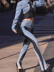 Bianca – Women’s Denim Contrast Top & Pants Set