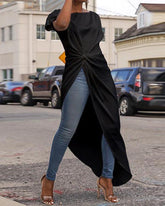 Amarri β Women's Irregular Fork-Design Long T-Shirt