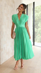 Flurina – Plunge Women's Dress with Pleats