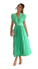 Flurina – Plunge Women's Dress with Pleats