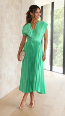 Flurina – Plunge Women's Dress with Pleats