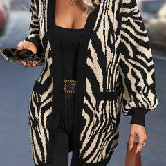 Gabriella – Elegant Women’s Zebra Stripe Knit Cardigan