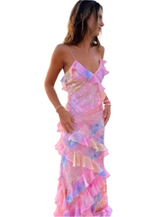 Gie– Elegant Woman's Ruffled Long Dress