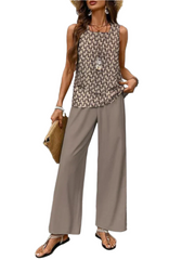 Ella β Effortless Summer Set with Fluid Top and Wide-Leg Trousers for Women