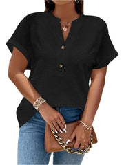 Malachy β Elegant V-Neck Short Sleeve Women's Top