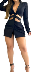 Ariana β Women's Blazer Dress with Hollow Waist