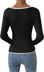 Isabella – Contrast-Binding Women’s Sweater