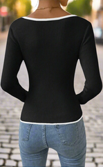 Isabella – Contrast-Binding Women’s Sweater