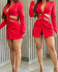 Ariana β Women's Blazer Dress with Hollow Waist