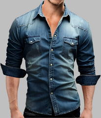 Basil – Smart-Casual Men's Jeans Shirt