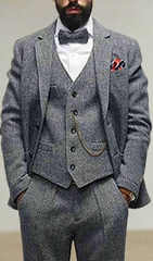 Flynn – Men’s Herringbone Three-Piece Suit