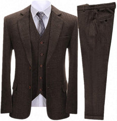 Flynn – Men’s Herringbone Three-Piece Suit