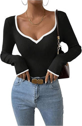 Isabella β Contrast-Binding Womenβs Sweater