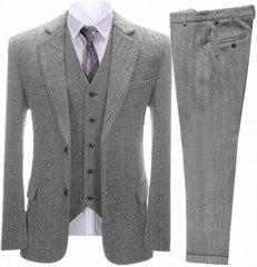 Flynn – Men’s Herringbone Three-Piece Suit
