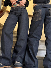 Celeste – Embroidered Charcoal Denim Jeans for Women