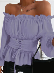 Althea β Elegant Ruffle Trim Blouse for Women