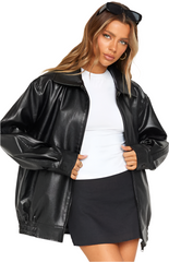 Alessia β Chic Neme Leather Bomber Jacket for Women