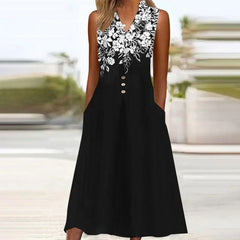 Amara – Black Sleeveless Women’s Midi Dress