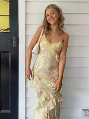 Gie– Elegant Woman's Ruffled Long Dress