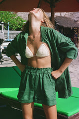 Alessia – Chic Women’s Shirt Dress in Dark Green Linen