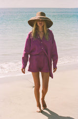 Celia – Elegant Women’s Shirt Dress in Purple Linen