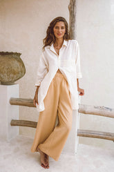 Eliana β Breathable Womenβs Linen Pants in Caramel