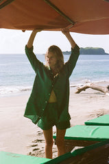 Alessia – Chic Women’s Shirt Dress in Dark Green Linen