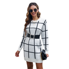 Isabella β Checkered Sweater Dress for Women