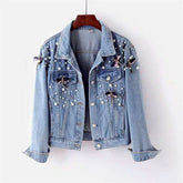 Sofia β Luxe Pearl-Embellished Womenβs Denim Coat