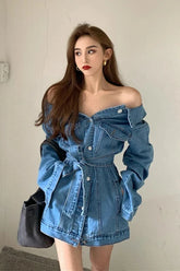 Isabella β Off-Shoulder Slim-Fit Womenβs Denim Jacket