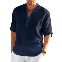 Enzo β Casual Linen Henley Shirt for Men