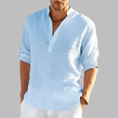 Enzo β Casual Linen Henley Shirt for Men