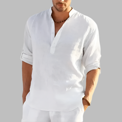 Enzo β Casual Linen Henley Shirt for Men