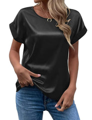 Emma β Satin Soft Women's Short Sleeve Blouse
