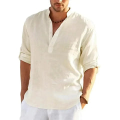 Enzo β Casual Linen Henley Shirt for Men