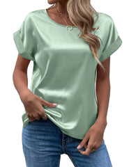 Emma β Satin Soft Women's Short Sleeve Blouse