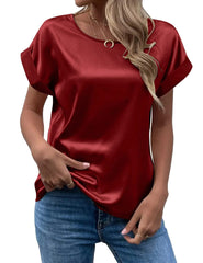 Emma β Satin Soft Women's Short Sleeve Blouse