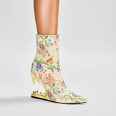 Cristne β Embroidered Flower High Heel Calf Boots for Women