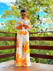 Andrea – Floral Print Women’s Spring & Autumn Office Set