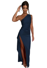 Emilia – Women’s Satin Slim-Fit Maxi Dress with Off-Shoulder and Slit